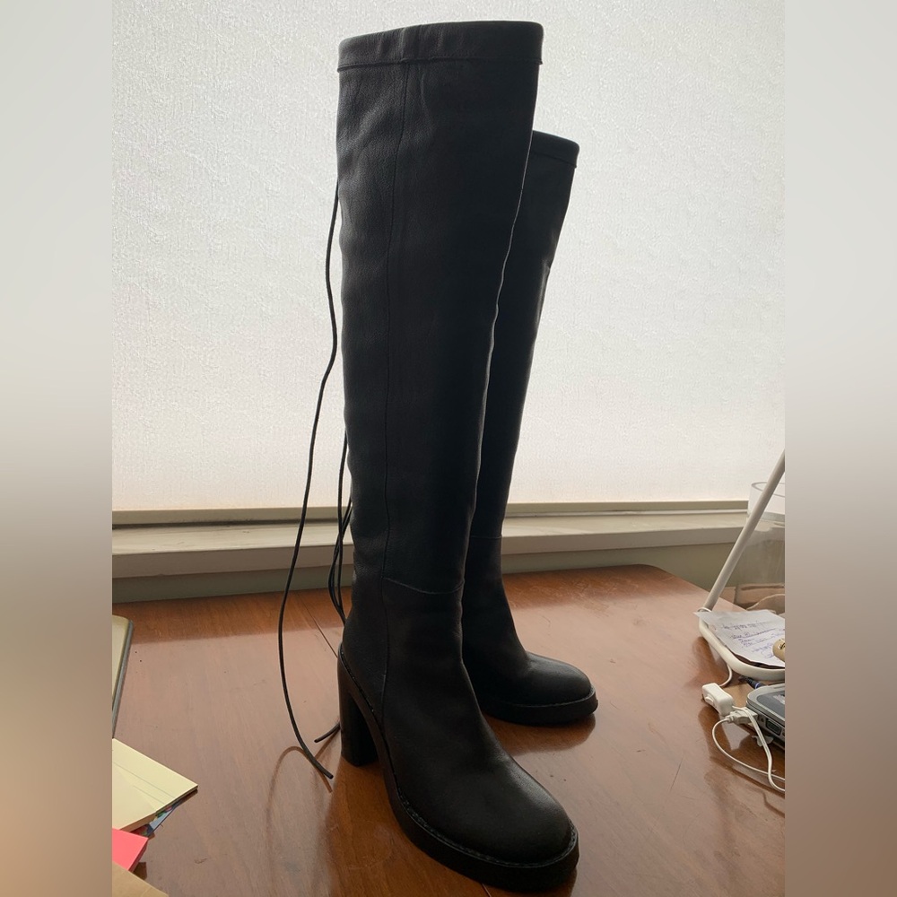 Ann Demeulemeester iconic over the knee black boots 36